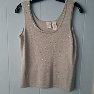 Silver Sequin and Glitter Festive Tank Top